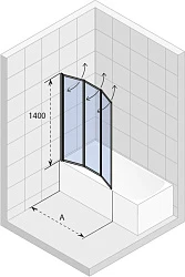 Шторка на ванну Riho VZ Alta 100x150см G008001111 профиль хром, стекло прозрачное