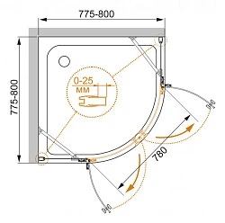 Душевой уголок Cezares Crystal 100x100см CRYSTAL-S-R-2-100-C-Cr профиль хром, стекло прозрачное