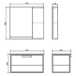 Тумба с раковиной Comforty Бонн 75 00-00008475CF графит / дуб дымчатый