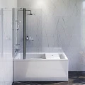 Акриловая ванна AM.PM Gem 150x70 с каркасом, шторкой и душевой системой W90ASET-150D3W5 белая