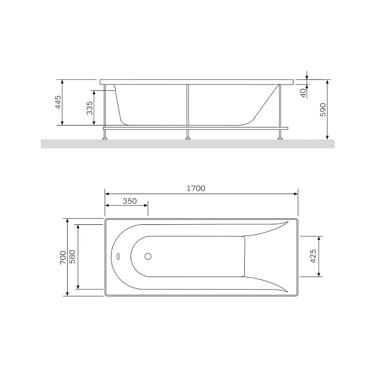 Акриловая ванна AM.PM Spirit 170x70 W72A-170-070W-A2 белая глянцевая