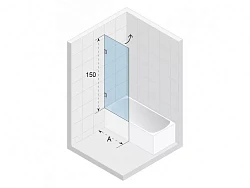 Шторка на ванну Riho VZ Scandic NXT X108 95x150см R G001142120 профиль хром, стекло прозрачное
