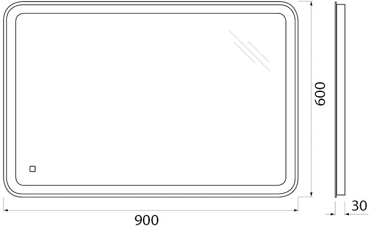 Зеркало BelBagno 90 SPC-MAR-900-600-LED-TCH с подсветкой