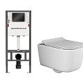 Комплект инсталляции Ceramica Nova CN121002MB с унитазом CN3005, кнопка черная матовая