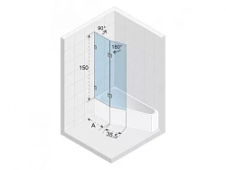 Шторка на ванну Riho VZ Scandic NXT X500 Delta 150/160 R 80x150см G001169120 хром, стекло прозрачное