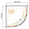 Душевой уголок Cezares Molveno 100x80см MOLVENO-RH-2-100/80-P-Cr профиль хром, стекло рифленое
