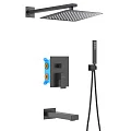 Душевой комплект Aquatek Либра AQ1673MB с внутренней частью, матовый черный
