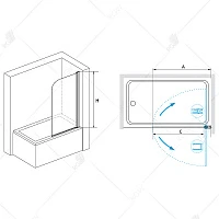 Шторка на ванну RGW Screens SC-109 800x1500, профиль хром, стекло прозрачное