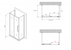 Душевой уголок ABBER Schwarzer Diamant 110x70см AG30110H-S70-S70 профиль хром, стекло прозрачное