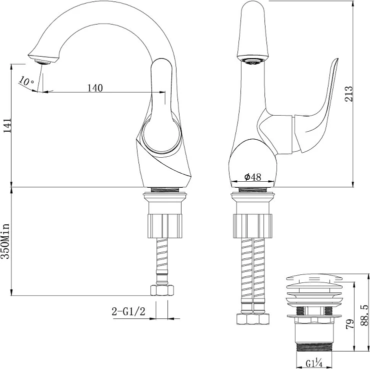 Смеситель для раковины Lemark Swan LM5406BG черный матовый / золото