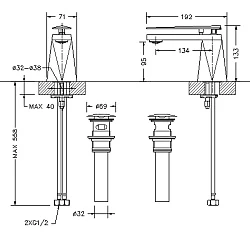 Смеситель для раковины Bravat Diamond F118102G-1-ENG золото