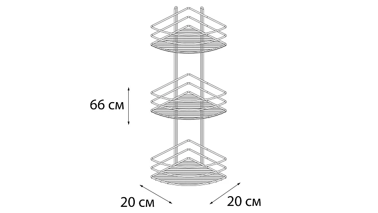 Полка угловая трехэтажная хром Fixsen FX-710-3