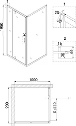 Душевой уголок Niagara Nova 90x100см NG-83-9AB-A100B профиль черный, стекло прозрачное