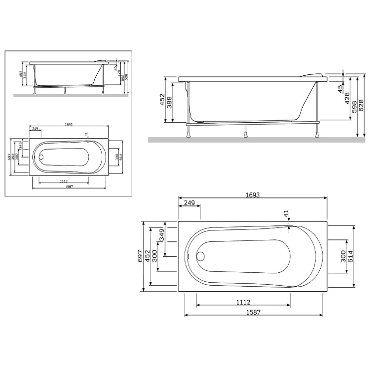 Экран AM.PM Joy 170x70 W85A-170-070W-P белый