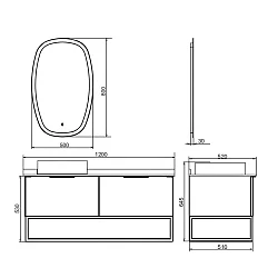 Тумба с раковиной Comforty Порто 120-1 00-00000828CF дуб тёмно-коричневый, с черной столешницей