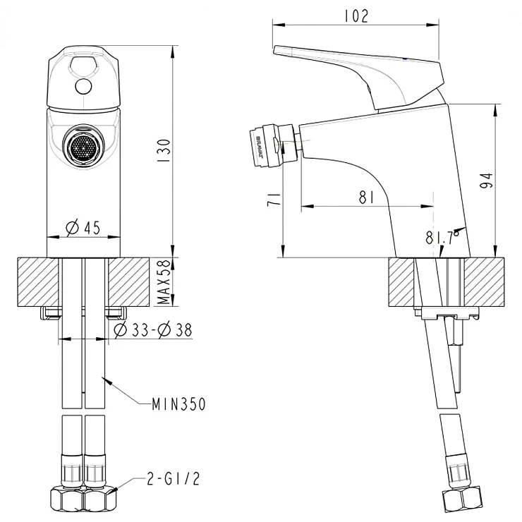 Смеситель для биде Bravat Drop-D F348162C хром