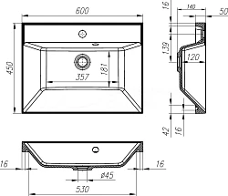 Раковина встраиваемая BelBagno Marino-Regina 60см BB600/450-LV-MR-AST белая