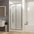 Душевая дверь в нишу Bravat Line 100x200см BD100.4121A профиль хром, стекло прозрачное