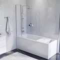 Акриловая ванна AM.PM Gem 170x70 с каркасом, шторкой и душевой системой W90ASET-170D3W5 белый, хром