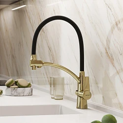 Смеситель для кухни Sancos Eri SC4001ZG золото полированное / черный