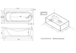 Акриловая ванна Damixa Origin Evo 150x70 82A-150-070W-A белая глянцевая