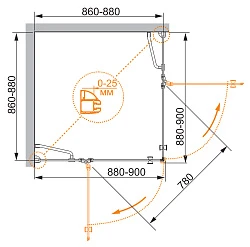 Душевой уголок Cezares Verona 90x90см VERONA-W-A-2-90-C-Cr профиль хром, стекло прозрачное