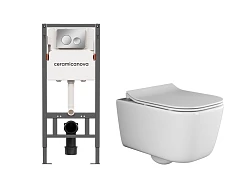 Комплект инсталляции Ceramica Nova CN121001CH с унитазом CN3005, кнопка хром глянец