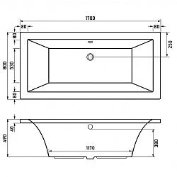 Акриловая ванна BERGES TARI 170x80 050028 белая глянцевая