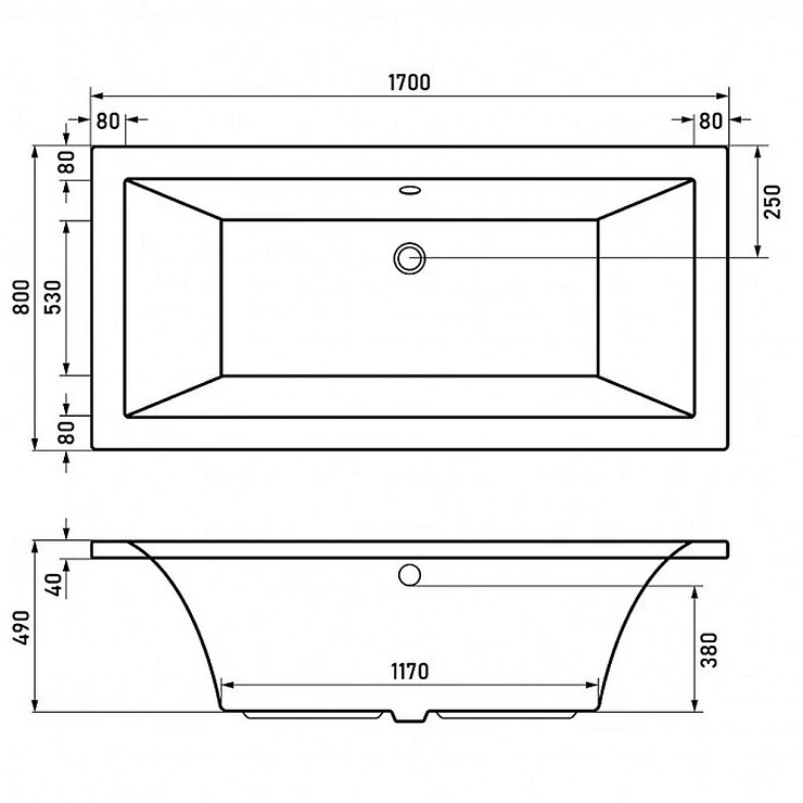Акриловая ванна BERGES TARI 170x80 050028 белая глянцевая