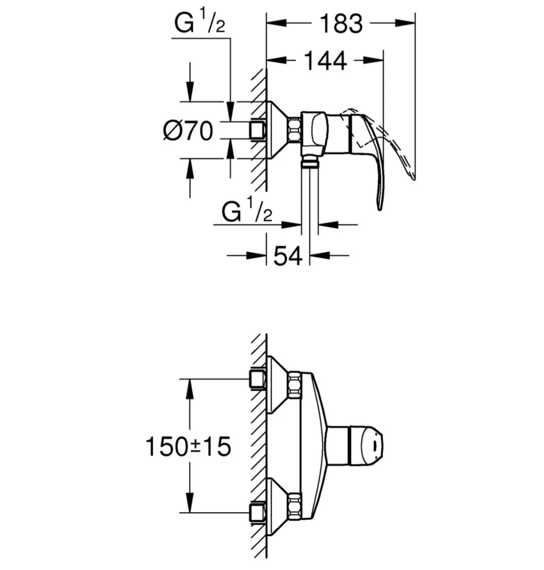 Душевая стойка Grohe Eurosmart New 124410 хром