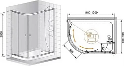 Душевой уголок Cezares Anima 120x100см ANIMA-W-RH-2-120/100-C-Cr-R профиль хром, стекло прозрачное