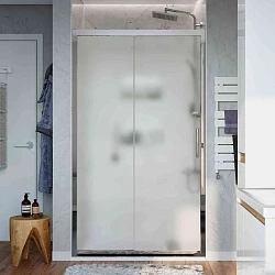 Душевая дверь в нишу STWORKI Стокгольм 110см 3GW233TTKK000 профиль хром глянец, стекло матовое