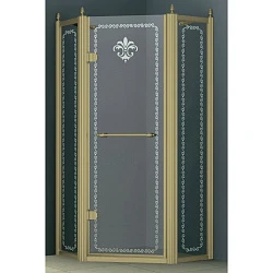 Душевой уголок Cezares Retro 90x90см RETRO-A-P-1-90-CP-Br-L бронза, стекло прозрачное с узором