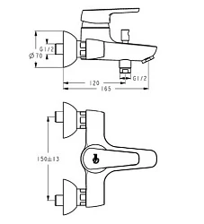 Смеситель Ideal Standard Cerasprint 2012 B9566AA для ванны