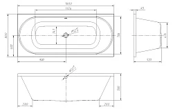 Акриловая ванна AM.PM Bliss L 180x80 W53A-180-080W-ARB белая глянцевая