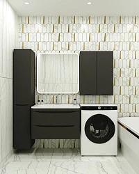 Тумба с раковиной Style Line Бергамо мини 80 антискрейч черный матовый