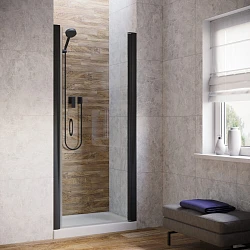 Душевая дверь в нишу Vegas Glass EP LUX 70 02М 01 R профиль черный матовый, стекло прозрачное