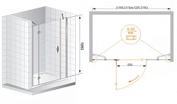 Душевая дверь в нишу Cezares 120см BERGAMO-60/60-P-Cr-L профиль хром, стекло прозрачное