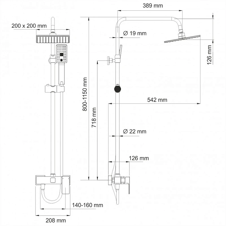 Душевая стойка Wasserkraft A17702 хром