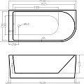 Акриловая ванна ESBANO Afina 170x80 правосторонняя ESVAAFINR белая глянцевая