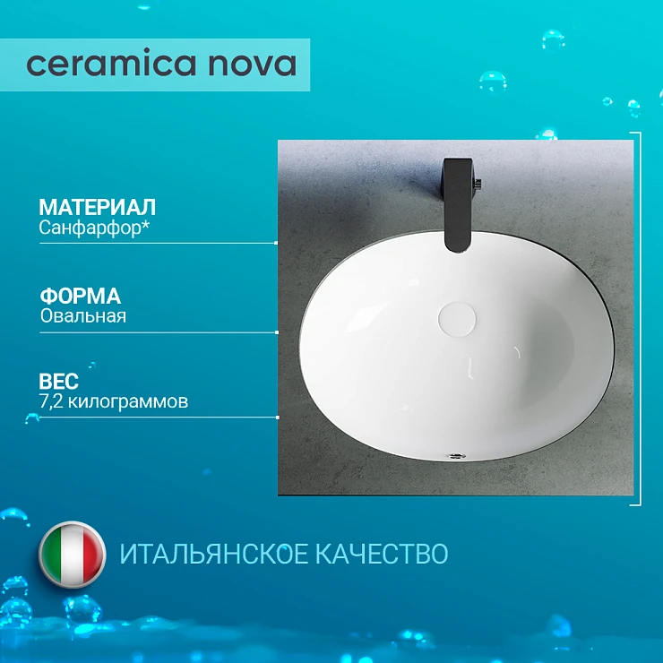 Раковина встраиваемая под столешницу Ceramica Nova Element 56см CN6043 белая