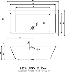 Акриловая ванна Riho Lugo 180x90 Plug & Play B134014005 правая, белая глянцевая