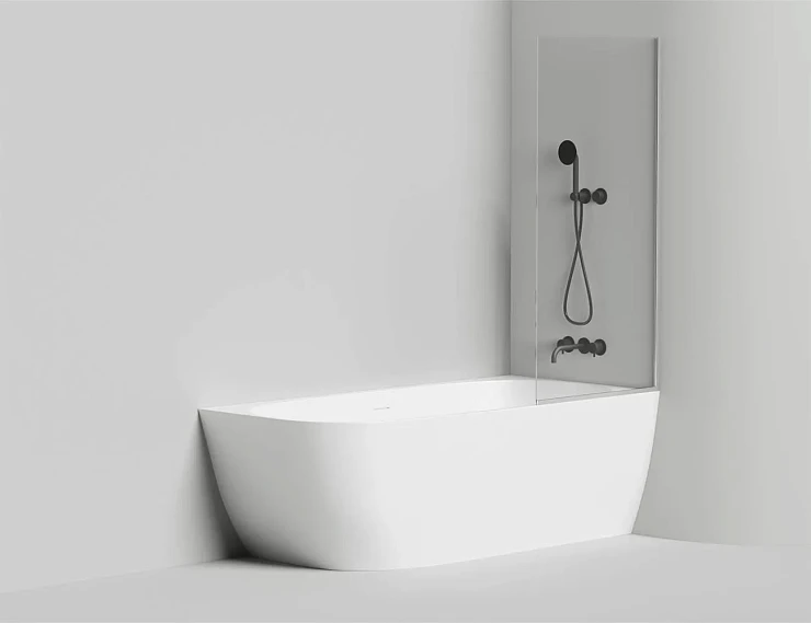 Шторка на ванну Salini Atrio 70x140см 22101B профиль черный, стекло прозрачное