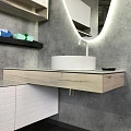 Тумба с раковиной Comforty Клеон 120 00-00001892CF дуб дымчатый, с правой белой столешницей