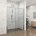 Душевая дверь в нишу GUWER GK-662D 120x200 Черный матовый профиль, стекло графитовый матовый, 6мм