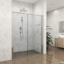 Душевая дверь в нишу GUWER GK-662D 120x200 Черный матовый профиль, стекло графитовый матовый, 6мм