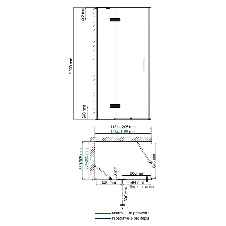 Душевой уголок Wasserkraft Aller 120x90см 10H07LBLACK MATT профиль хром/черный, стекло прозрачное