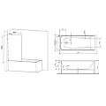 Акриловая ванна AM.PM Gem 170x70 с каркасом и шторкой W90ASET-170W90BS80CT белый, хром