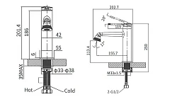 Смеситель для раковины ARROW AMP11855LJ золото
