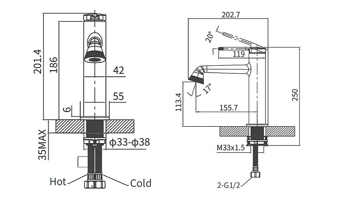 Смеситель для раковины ARROW AMP11855LJ золото